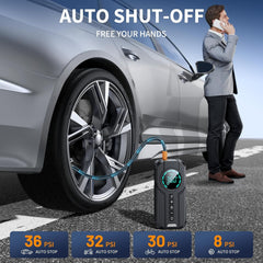 Compresor Aer Portabil 3 în 1 cu Baterie 6000mAh — Siguranță pe Drum 🚗✨