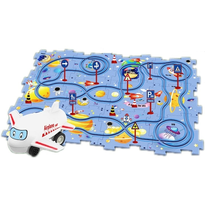 Set Puzzle Educațional Interactiv Pista Avion − Stimulează Imaginația! 🚀🧩