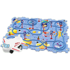 Set Puzzle Educațional Interactiv Pista Avion − Stimulează Imaginația! 🚀🧩