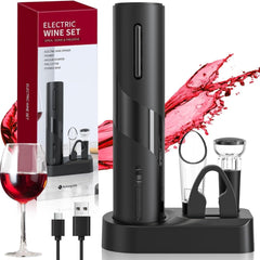 Set Electric Deschizator de Vin 5-in-1 cu Încărcare USB — Eleganță și Funcționalitate 🍷✨