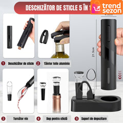 Set Electric Deschizator de Vin 5-in-1 cu Încărcare USB — Eleganță și Funcționalitate 🍷✨