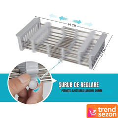Cos de Scurgere Extensibil din Inox și Plastic Alimentar — Uscare Rapidă și Compactă 🌟🍽️