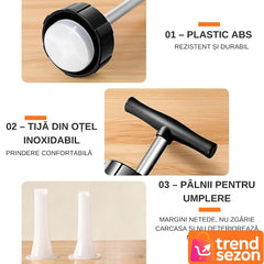 Aparat Manual Umplere Cârnați Inox/Plastic — Preparare Rapidă 🥖🌟