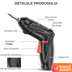 Șurubelniță Electrică Portabilă cu Acumulator USB — Versatilitate și Precizie 🔧⚡
