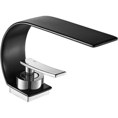 Robinet Baie tip Cascadă cu Design Modern Negru Mat — Flux de Apă Elegant 💧✨