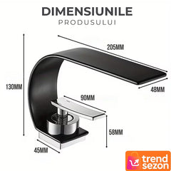 Robinet Baie tip Cascadă cu Design Modern Negru Mat — Flux de Apă Elegant 💧✨
