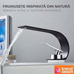 Robinet Baie tip Cascadă cu Design Modern Negru Mat — Flux de Apă Elegant 💧✨