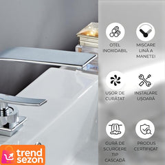 Robinet Baie Tip Cascadă din Alamă cu Design Modern — Flux Uniform de Apă 🚿✨