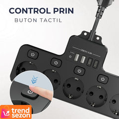 Multipriza Inteligentă cu 4 Prize Schuko și 4 USB — Control Total 🤩🔌