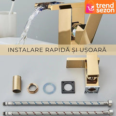 Robinet Baie LED Tip Cascadă Auriu — Atmosferă Elegantă în Baie 💧✨