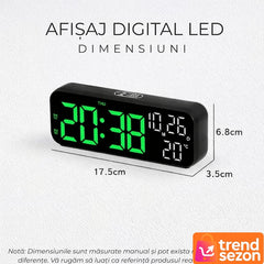 Ceas Digital Multifuncțional cu LED Verde 24 x 9 cm — Design Elegant și Util 🎉🕒