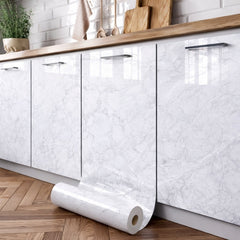 Folie Autoadezivă Marmorat Alb 10 m x 60 cm — Perfectă pentru Bucătărie ✨🛠️