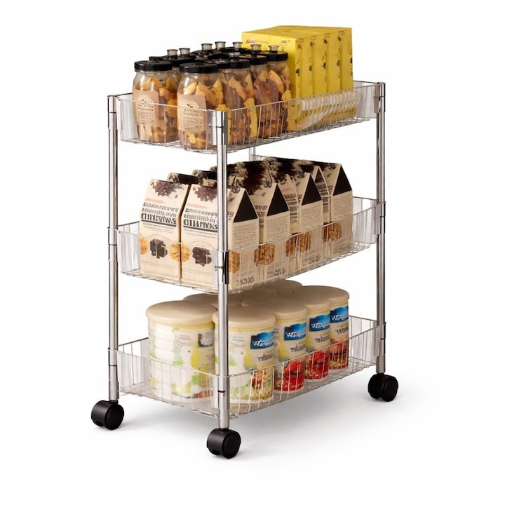 Raft Mobil cu 3 Rafturi Acrilice — Organizează-ți Spațiul cu Stil 🛒✨