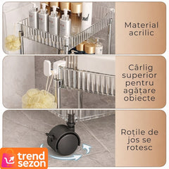 Raft Mobil cu 3 Rafturi Acrilice — Organizează-ți Spațiul cu Stil 🛒✨