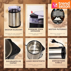 Rasnita Electrica de Cafea cu Cutite Inox 180W — Macinare Rapida si Uniforma ☕✨