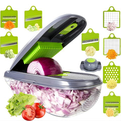 Tocator Multifuncțional 12 în 1 cu 8 Lame Inox — Preparare Rapidă! 🍅🥕