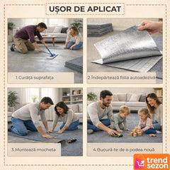 Mocheta Autoadezivă 60x60 cm Gri Modern — Confort pe Scări și în Cameră 🏡✨