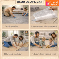 Mocheta Autoadezivă Textilă Gri 60x60 cm — Comfort și Stil Rapid 🏡✨