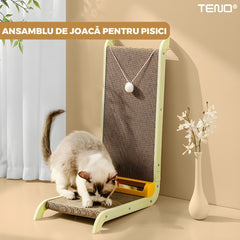 Ansamblu de Joacă pentru Pisici Forma L din Carton Zgariat — Distracție Garantată! 🐾🎉