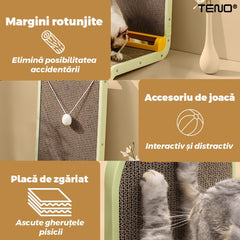 Ansamblu de Joacă pentru Pisici Forma L din Carton Zgariat — Distracție Garantată! 🐾🎉