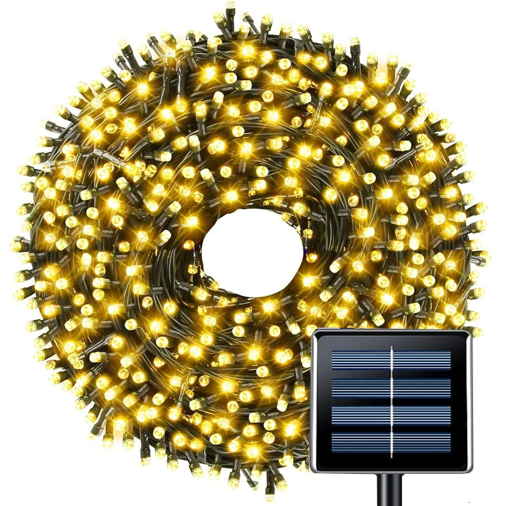 Iluminat de Crăciun Solar cu 100 LED-uri Alb Calduț — Atmosferă Magică 🌟🎄