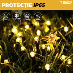 Iluminat de Crăciun Solar cu 100 LED-uri Alb Calduț — Atmosferă Magică 🌟🎄