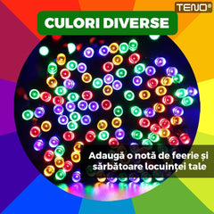Instalație de Crăciun Liniară Multicolor 15 m cu 200 LED-uri — Magia Sărbătorilor✨🎄