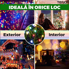 Instalație de Crăciun Liniară Multicolor 15 m cu 200 LED-uri — Magia Sărbătorilor✨🎄