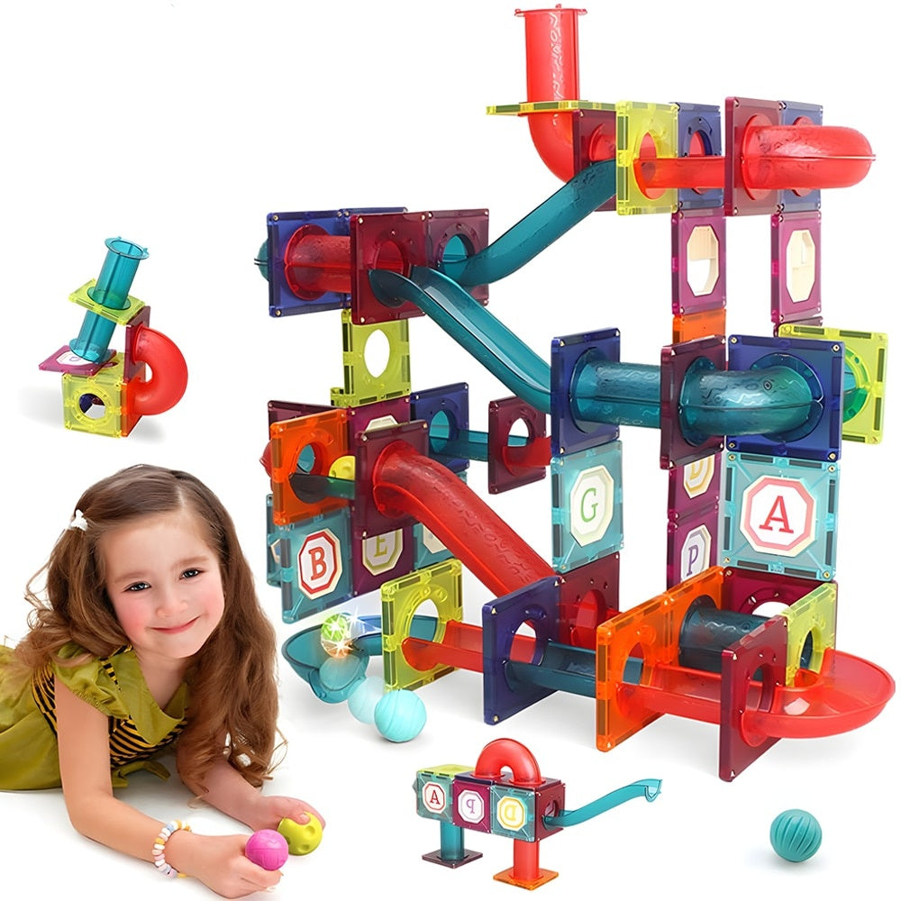 Set Creativ Magnetic 3D cu Traseu cu Bile — Distracție și Învățare! 🎉🚀