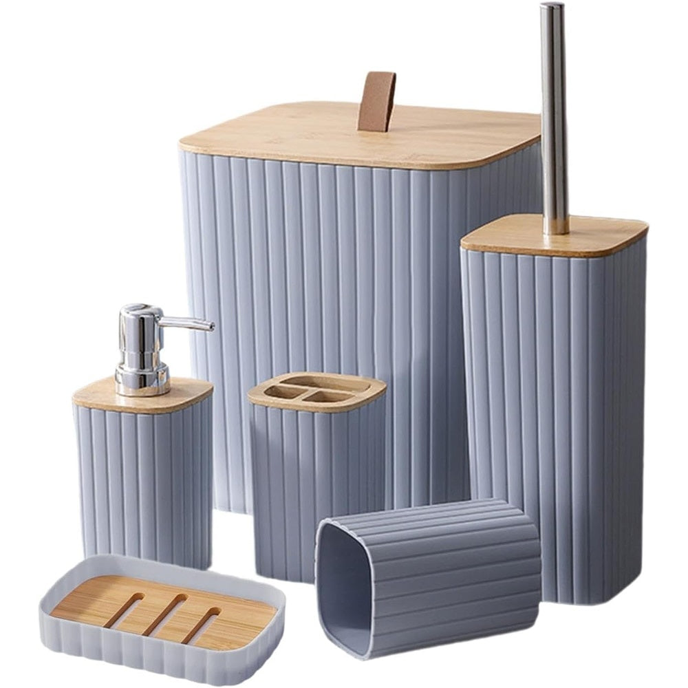Set 6 Accesorii de Baie cu Detalii din Bambus — Design Elegant și Funcțional 🌿🛁