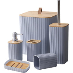 Set 6 Accesorii de Baie cu Detalii din Bambus — Design Elegant și Funcțional 🌿🛁