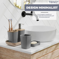 Set 6 Accesorii de Baie cu Detalii din Bambus — Design Elegant și Funcțional 🌿🛁