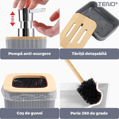 Set 6 Accesorii de Baie cu Detalii din Bambus — Design Elegant și Funcțional 🌿🛁