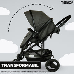 Cărucior 3 în 1 Transformabil cu Copertină UV — Confort și Siguranță pentru Micuțul Tău 🍼✨