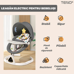Leagăn Electric pentru Bebeluși cu Control Tactil — Relaxare Muzicală și Distracție 🎶💤