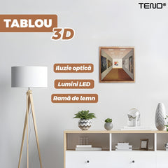 Tablou Iluzie 3D cu Iluminare LED — Eleganță în Design 📏✨