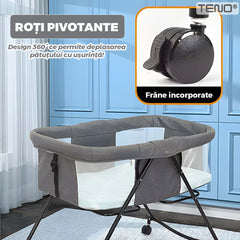 Pătuț Pliabil pentru Bebe cu Roti Retractabile — Confort și Siguranță 🌟🛌