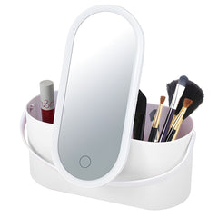 Oglindă Cosmetică Portabilă cu LED și Spațiu pentru Cosmetice — Eleganță și Funcționalitate 🌟💄