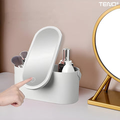 Oglindă Cosmetică Portabilă cu LED și Spațiu pentru Cosmetice — Eleganță și Funcționalitate 🌟💄