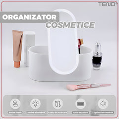 Oglindă Cosmetică Portabilă cu LED și Spațiu pentru Cosmetice — Eleganță și Funcționalitate 🌟💄