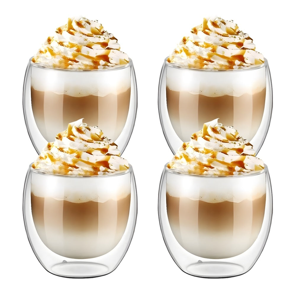 Set 4 Pahare din Sticlă cu Perete Dublu — Eleganță și Termorezistență 🥤✨