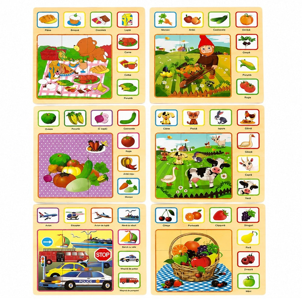 Set 6 Tablite Educative Montessori din Lemn — Dezvoltare Cognitivă Distractivă 🌈🧠