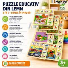 Set 6 Tablite Educative Montessori din Lemn — Dezvoltare Cognitivă Distractivă 🌈🧠