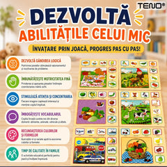 Set 6 Tablite Educative Montessori din Lemn — Dezvoltare Cognitivă Distractivă 🌈🧠