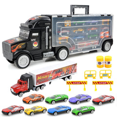 Set Camion Transport Cu 9 Masinuțe de Curse — Distracție Illimitată! 🚛🚗