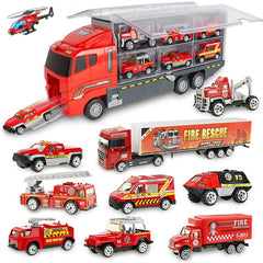 Set Camion Transport Pompieri cu 10 Masinute 🎉🚒 — Distracție Garantată!