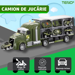 Set Camion Militar cu 6 Vehicule de Jucărie — Distracție la Drum! 🚛🪖