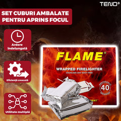 Set 40 Pastile Aprinzătoare pentru Foc — Fără Miros, Ardere Îndelungată 🔥🌲