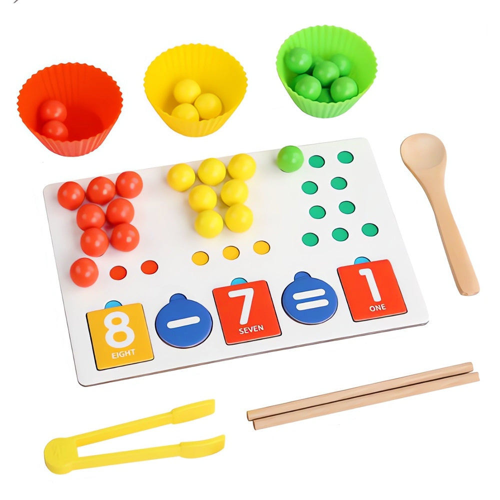 Jucărie Educațională Montessori din Lemn Colorat — Învățare Distractivă a Matematicii 🎉📚