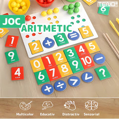 Jucărie Educațională Montessori din Lemn Colorat — Învățare Distractivă a Matematicii 🎉📚